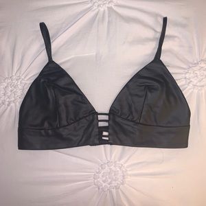 FOREVER 21 Faux Leather Triangle Bralette